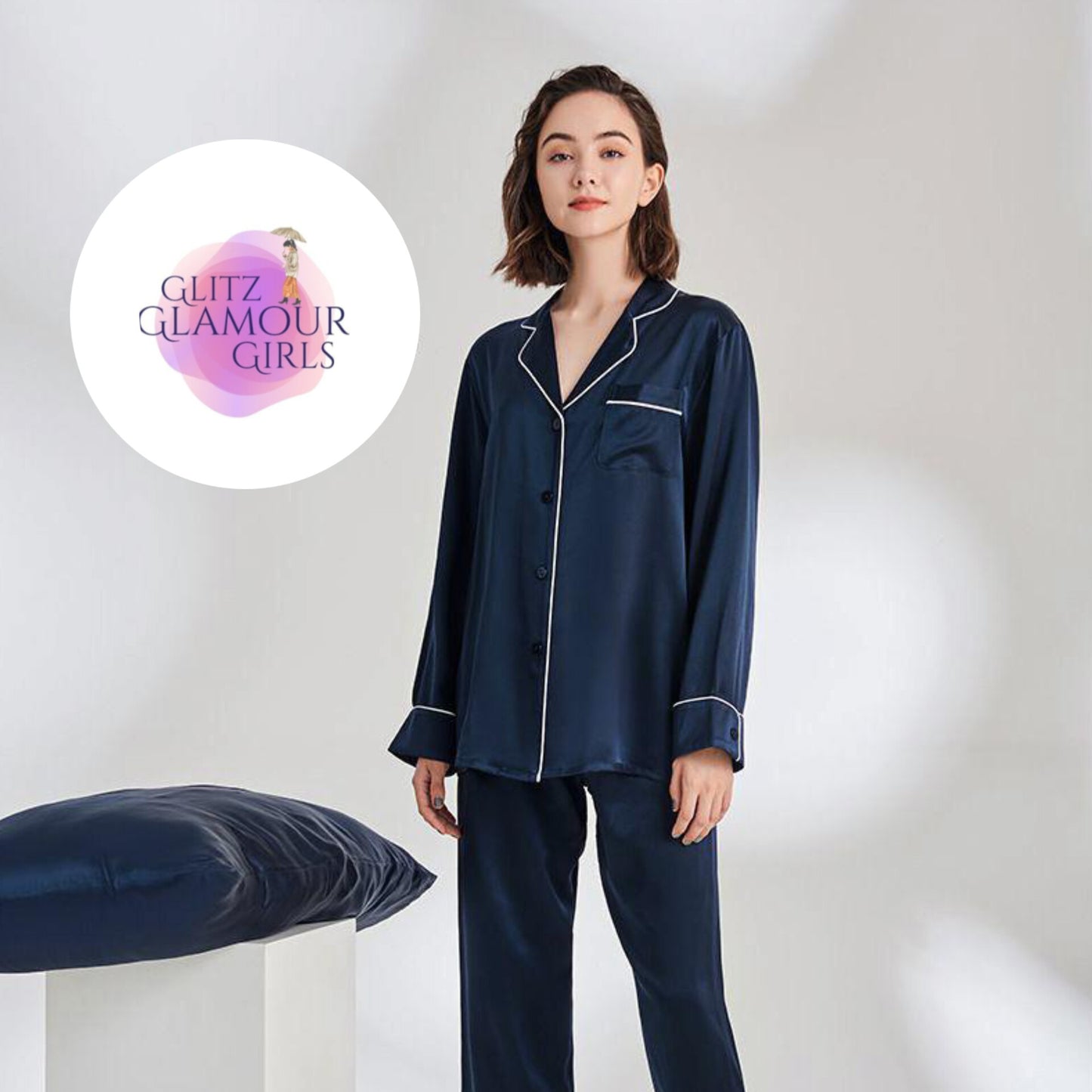 Dark Blue Silk PJ's