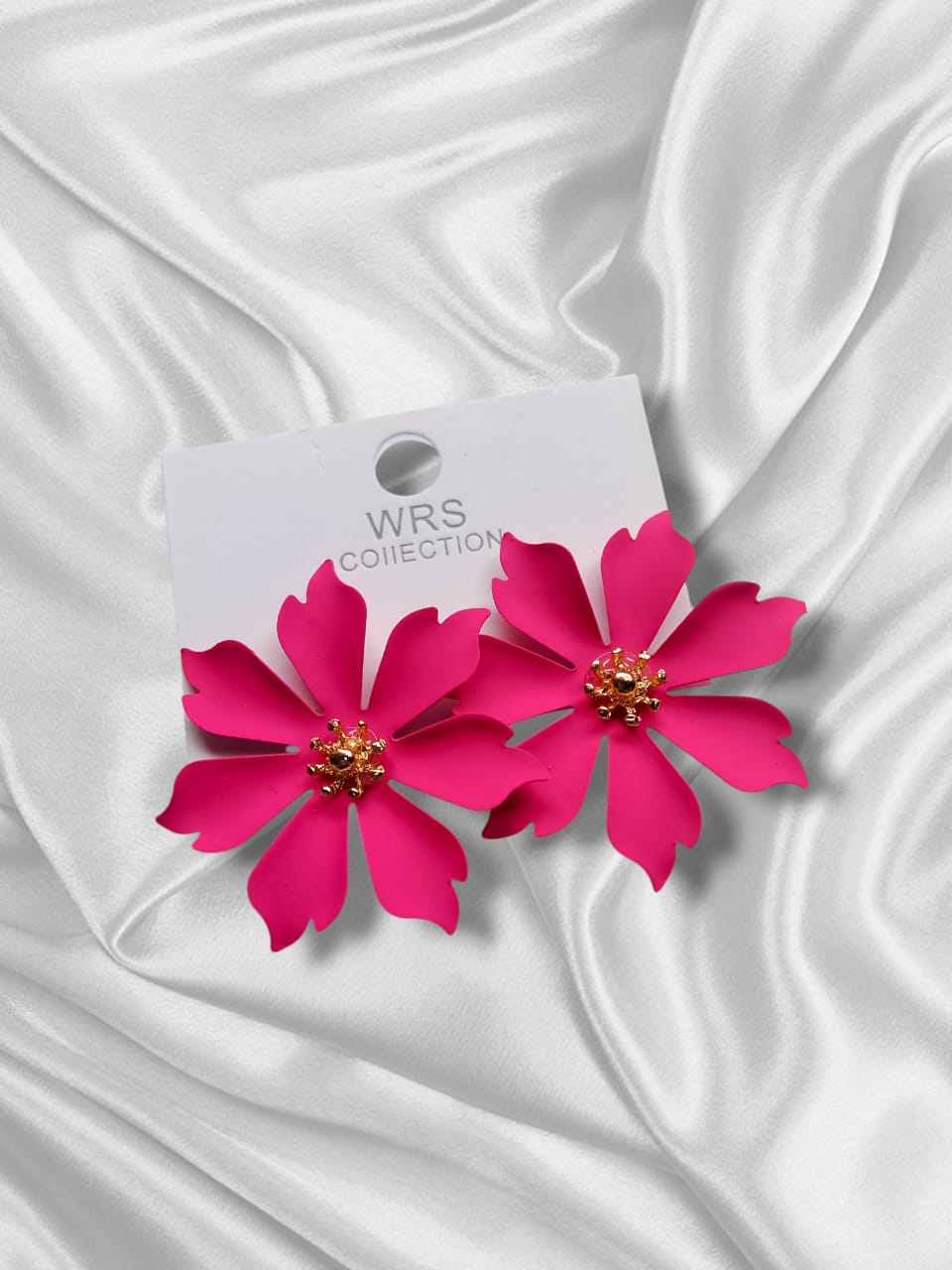 3 Pairs Of Magenta Flower Earrings