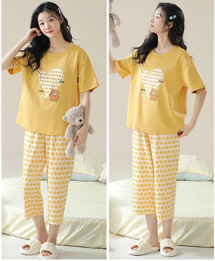 Cute Bear Printed PJ Set