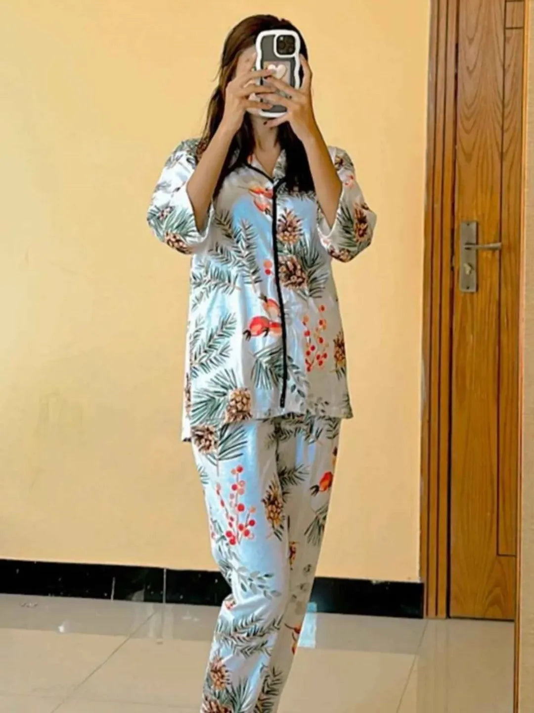 WHITE FLORAL PJ SET