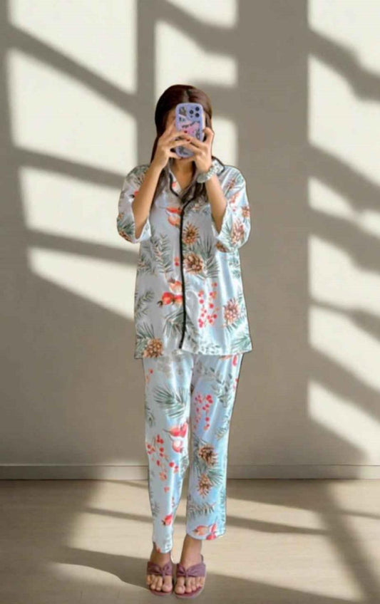 WHITE FLORAL PJ SET