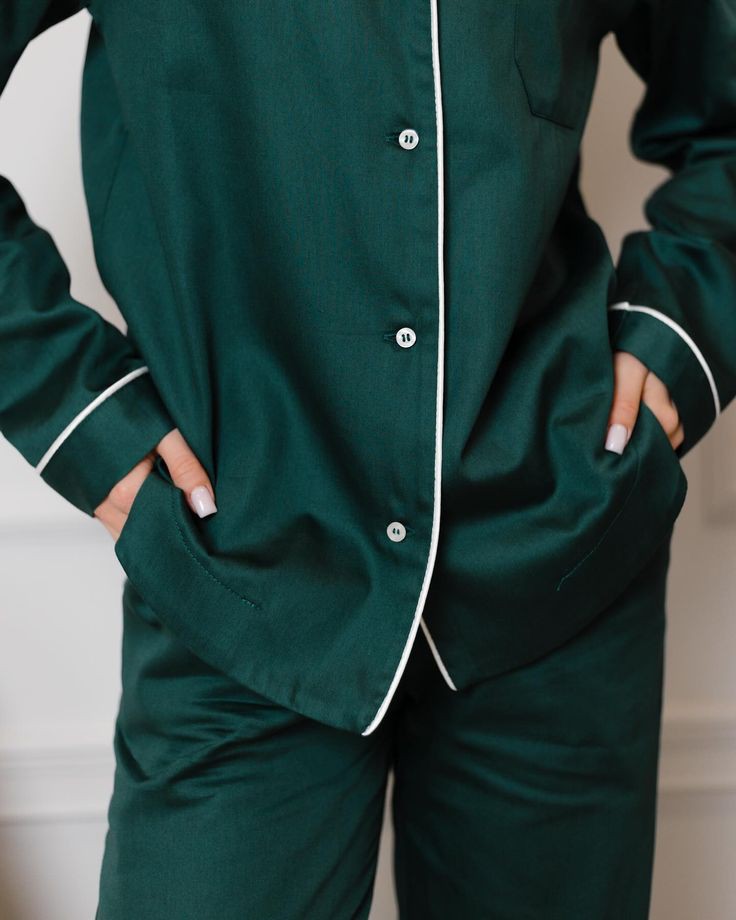 Dark Green Silk PJ's