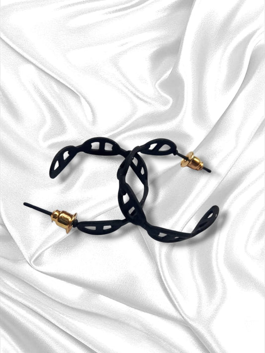 3 Pairs Of Black Flower Earrings