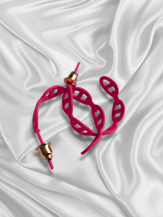3 Pairs Of Magenta Flower Earrings